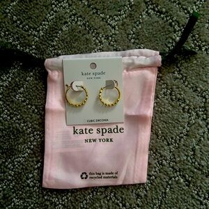 Kate Spade Gold/cz hoop earrings
